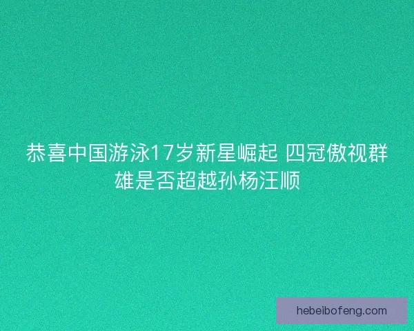 恭喜中国游泳17岁新星崛起 四冠傲视群雄是否超越孙杨汪顺