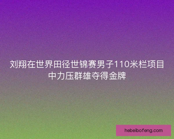刘翔在世界田径世锦赛男子110米栏项目中力压群雄夺得金牌 刘翔在世界田径世锦赛男子110米栏项目中力压群雄夺得金牌